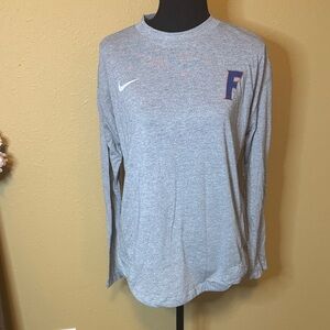 Nike Heather Gray Long Sleeve Shirt with Blue F Logo